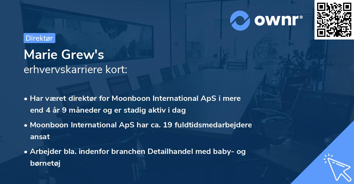 Marie Grew's erhvervskarriere kort