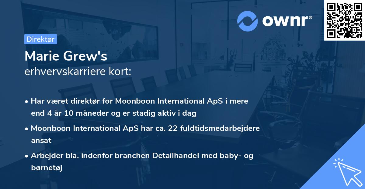 Marie Grew's erhvervskarriere kort