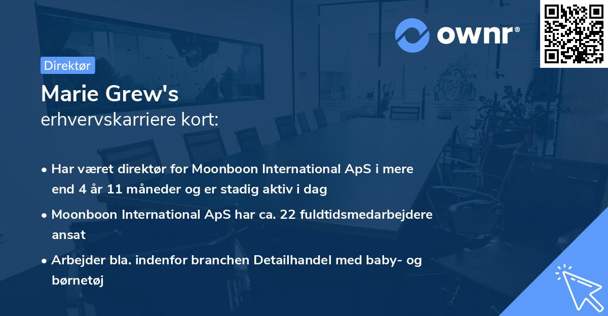 Marie Grew's erhvervskarriere kort