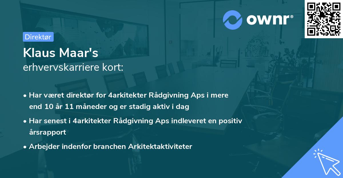 Klaus Maar's erhvervskarriere kort