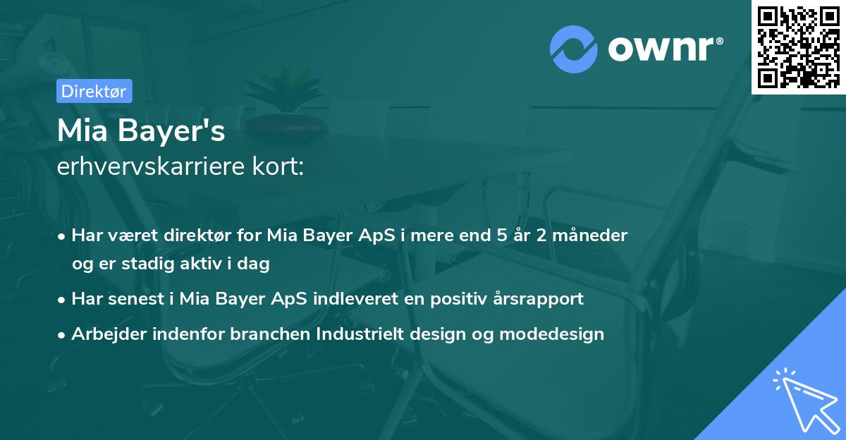 Mia Bayer's erhvervskarriere kort