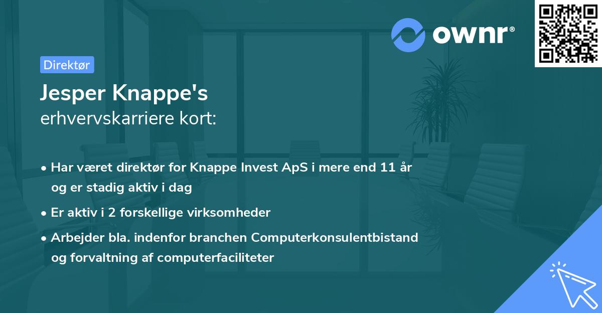 Jesper Knappe's erhvervskarriere kort