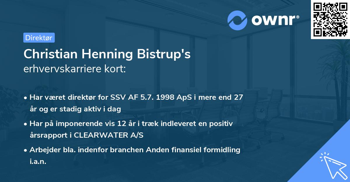 Christian Henning Bistrup's erhvervskarriere kort