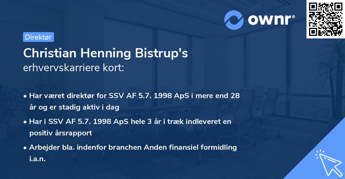 Christian Henning Bistrup's erhvervskarriere kort