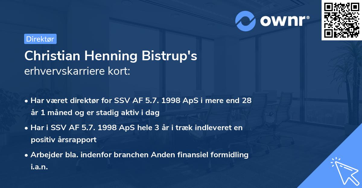Christian Henning Bistrup's erhvervskarriere kort