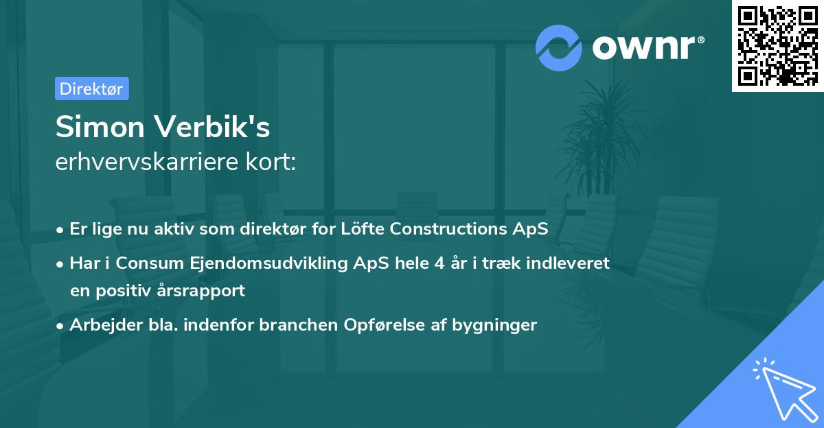 Simon Verbik's erhvervskarriere kort