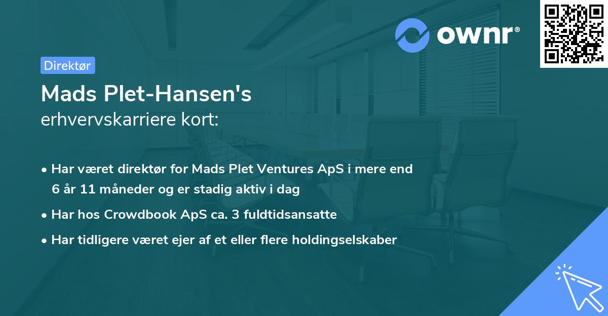 Mads Plet-Hansen's erhvervskarriere kort