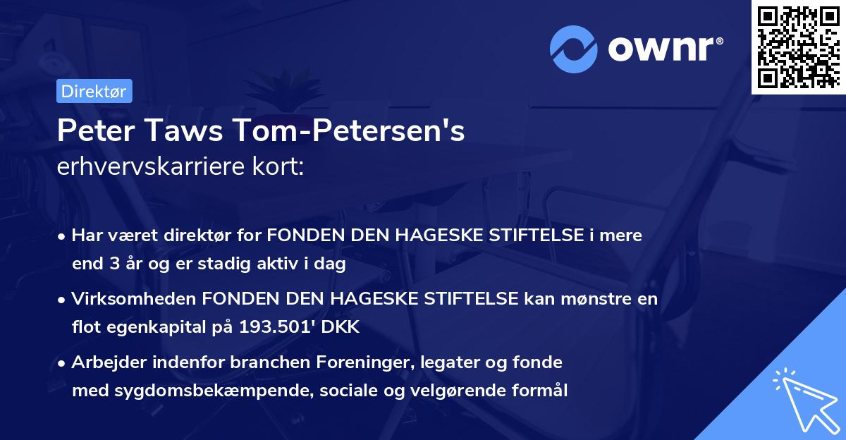 Peter Taws Tom-Petersen's erhvervskarriere kort