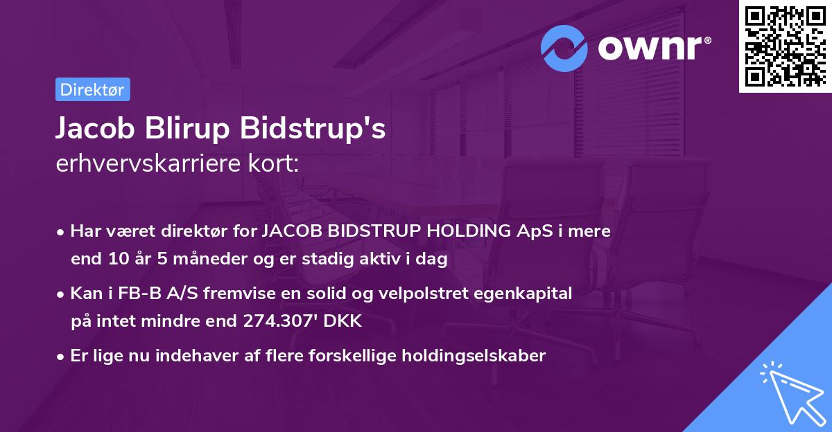 Jacob Blirup Bidstrup's erhvervskarriere kort