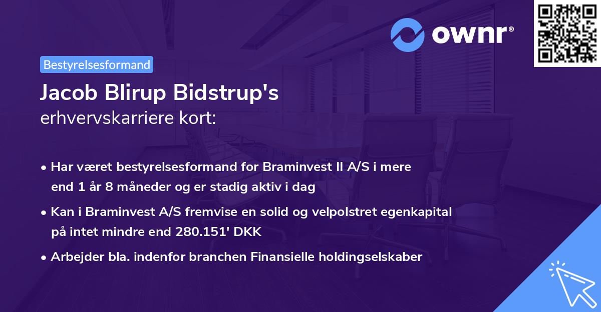Jacob Blirup Bidstrup's erhvervskarriere kort
