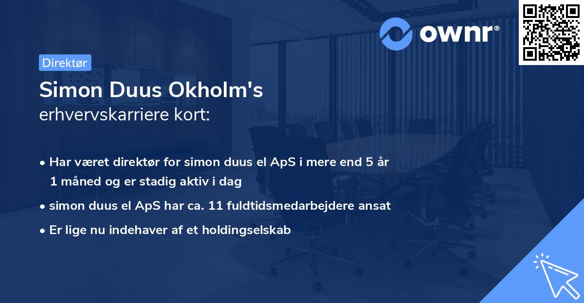 Simon Duus Okholm's erhvervskarriere kort