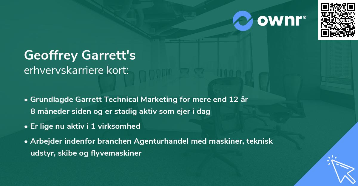 Geoffrey Garrett's erhvervskarriere kort