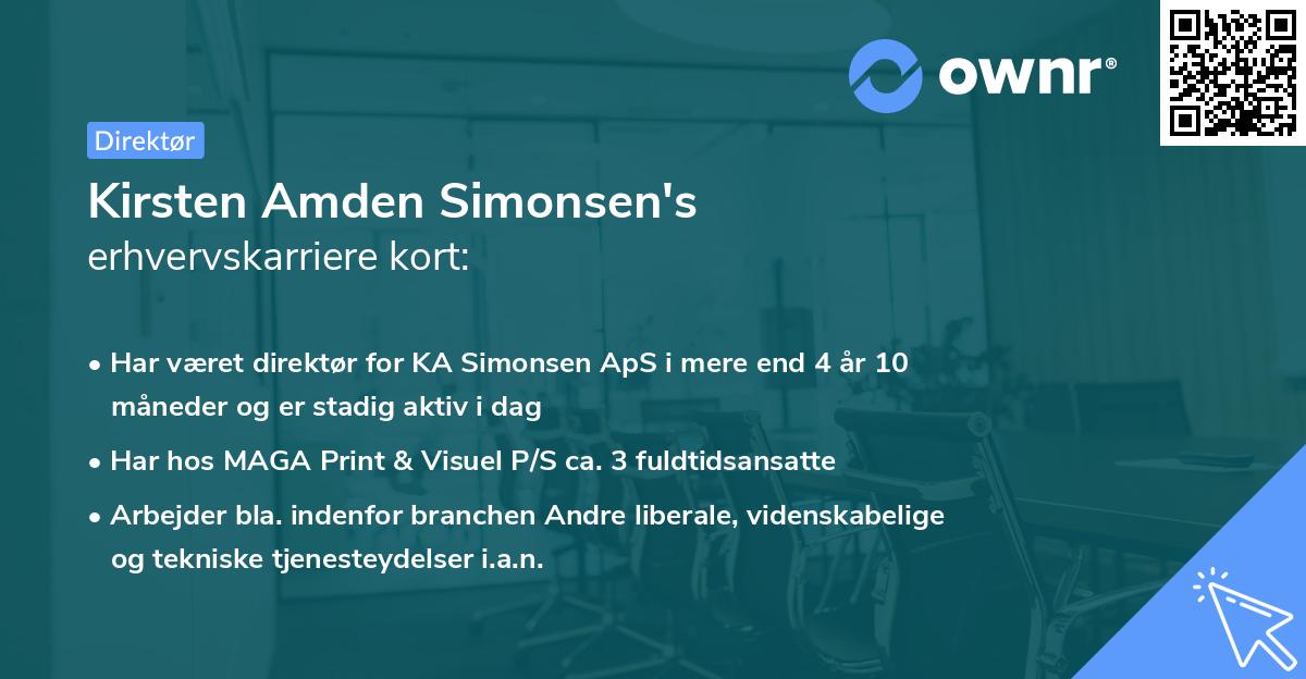 Kirsten Amden Simonsen's erhvervskarriere kort