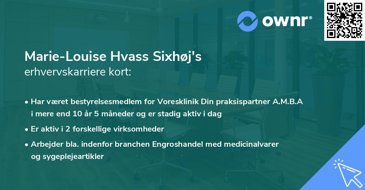 Marie-Louise Hvass Sixhøj's erhvervskarriere kort