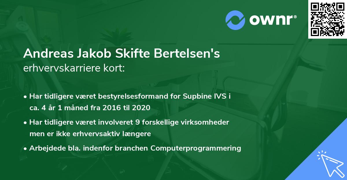 Andreas Jakob Skifte Bertelsen's erhvervskarriere kort