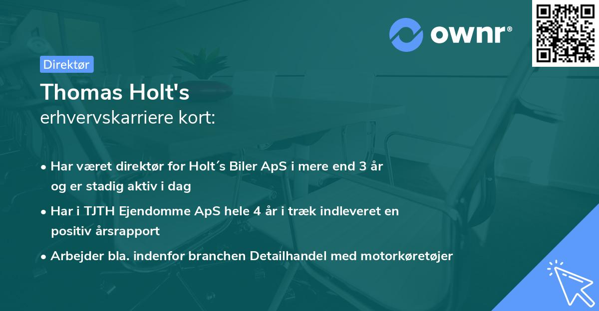 Thomas Holt's erhvervskarriere kort