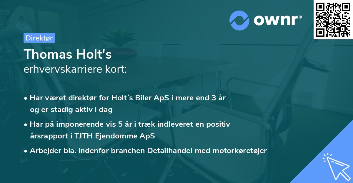 Thomas Holt's erhvervskarriere kort