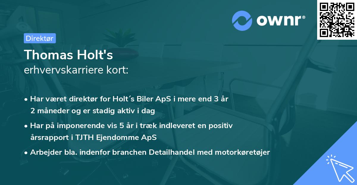 Thomas Holt's erhvervskarriere kort