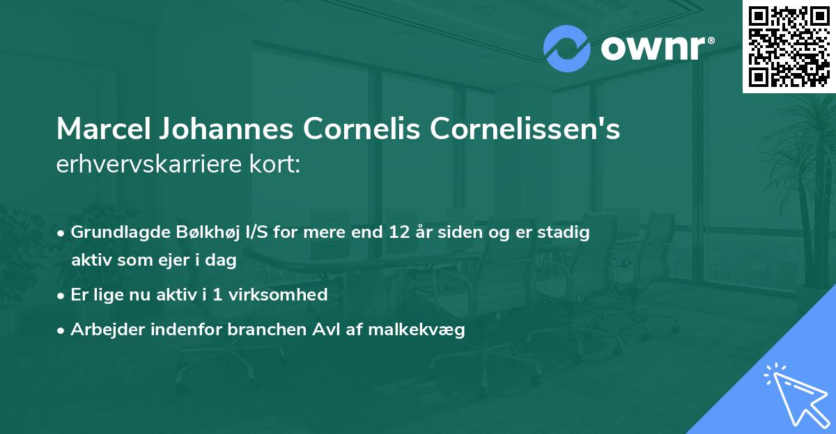 Marcel Johannes Cornelis Cornelissen's erhvervskarriere kort