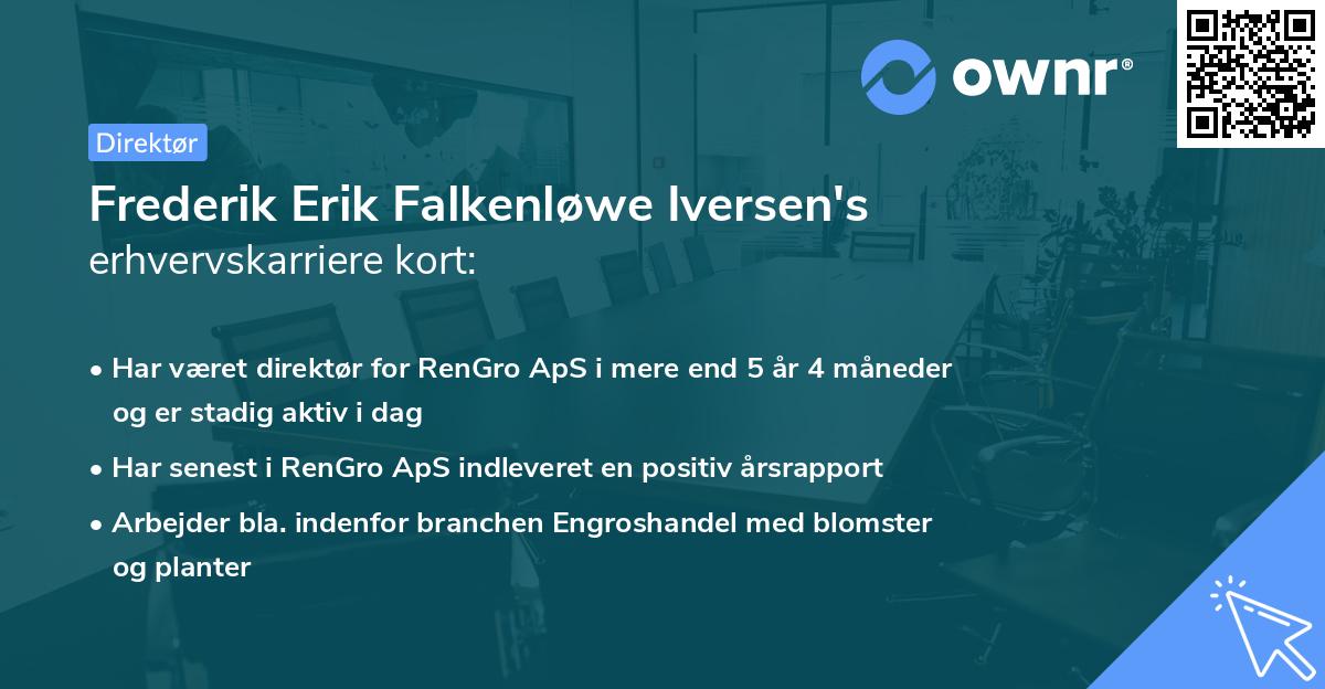Frederik Erik Falkenløwe Iversen's erhvervskarriere kort