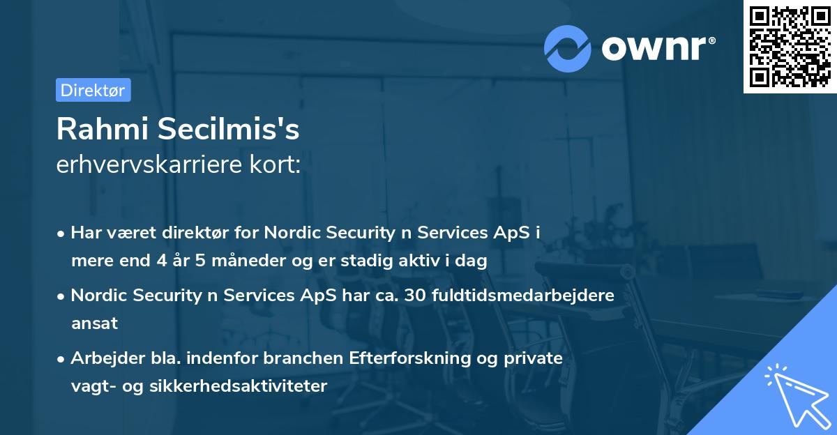 Rahmi Secilmis's erhvervskarriere kort