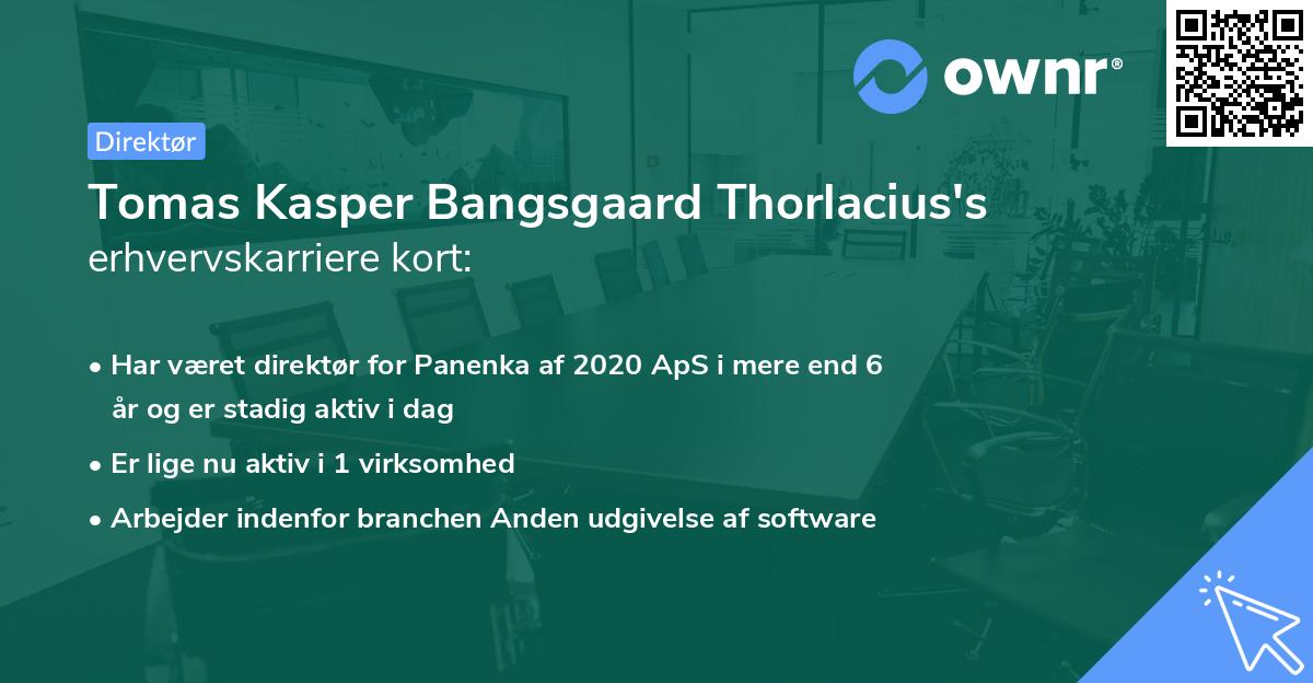 Tomas Kasper Bangsgaard Thorlacius's erhvervskarriere kort
