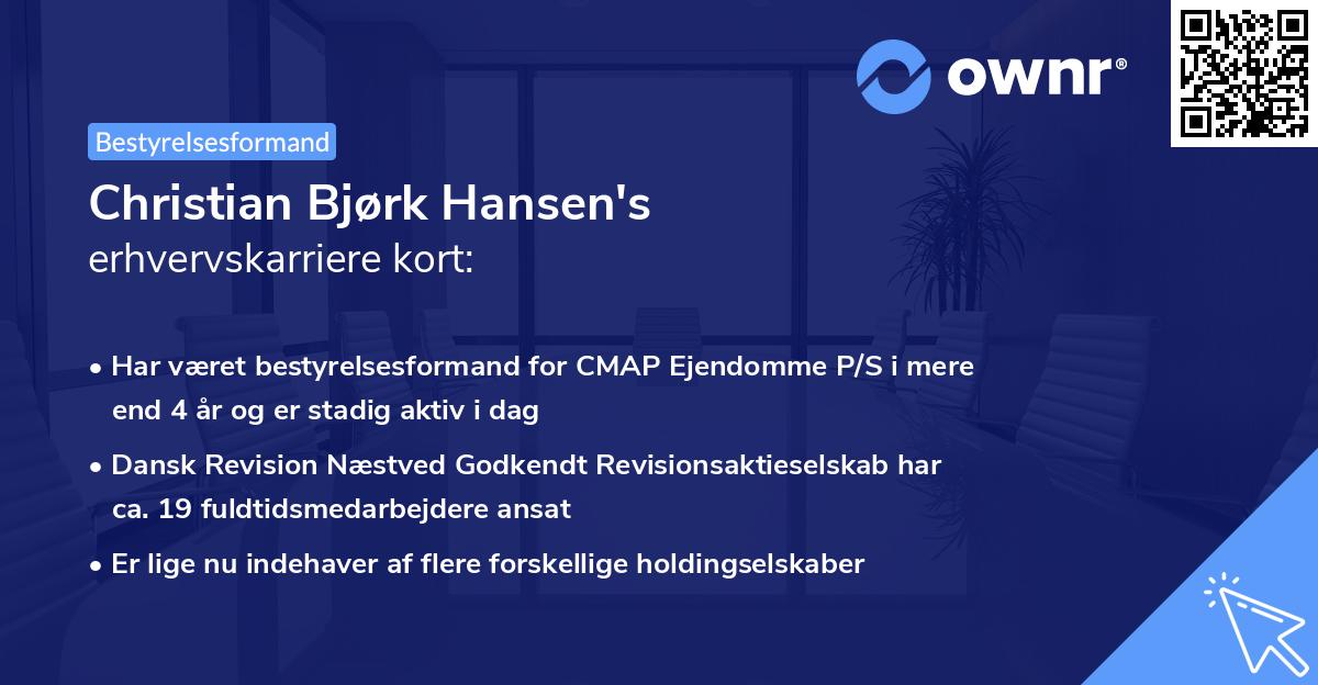 Christian Bjørk Hansen's erhvervskarriere kort