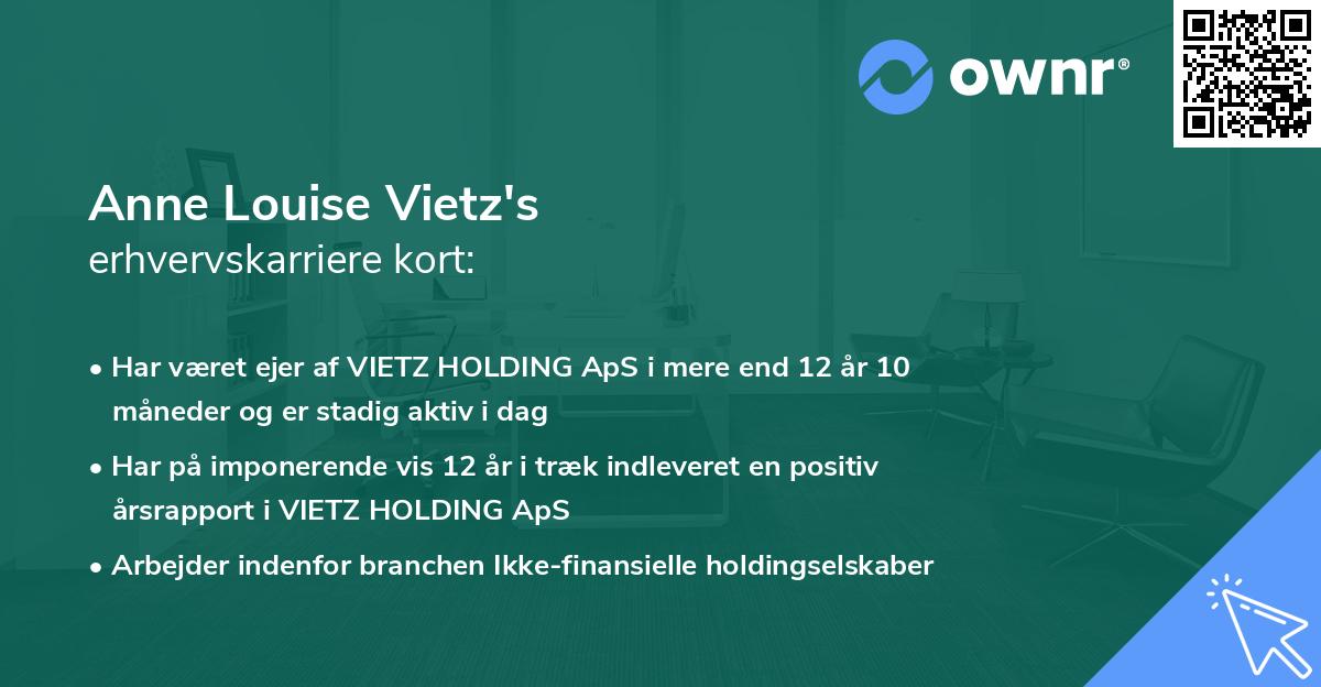 Anne Louise Vietz's erhvervskarriere kort