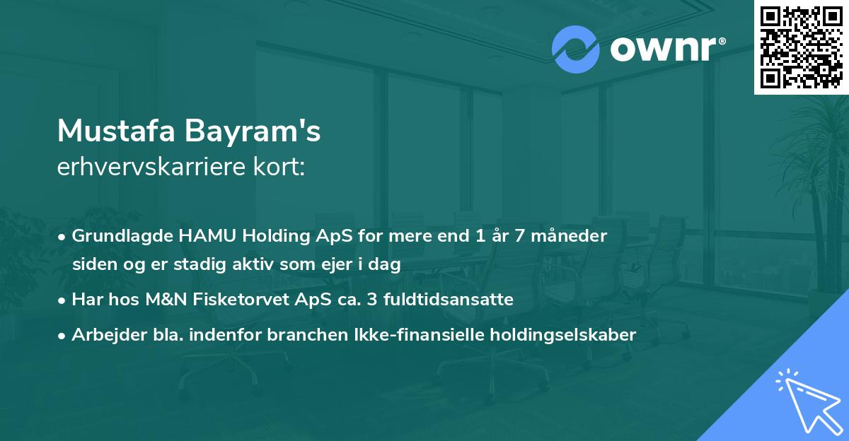 Mustafa Bayram's erhvervskarriere kort