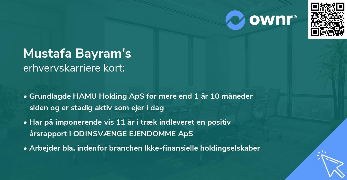 Mustafa Bayram's erhvervskarriere kort