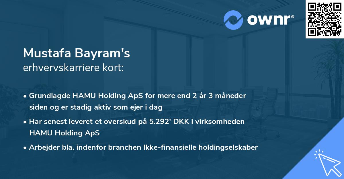 Mustafa Bayram's erhvervskarriere kort