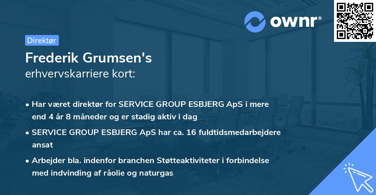 Frederik Grumsen's erhvervskarriere kort