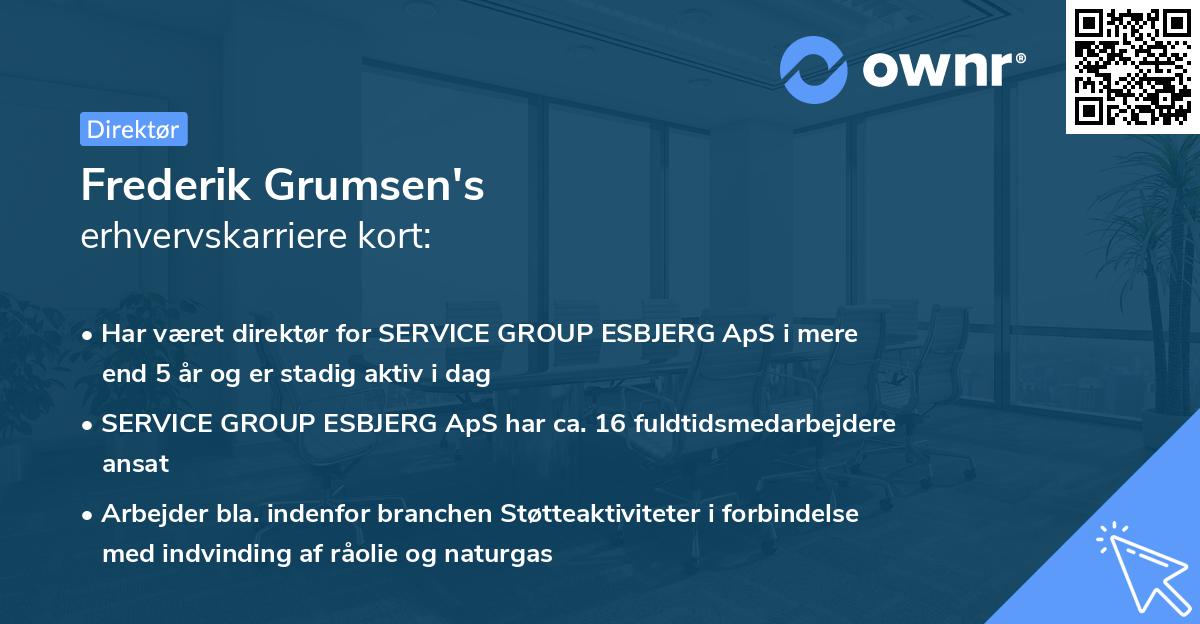 Frederik Grumsen's erhvervskarriere kort
