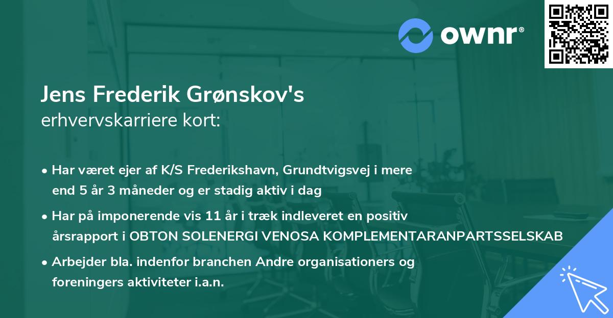 Jens Frederik Grønskov's erhvervskarriere kort
