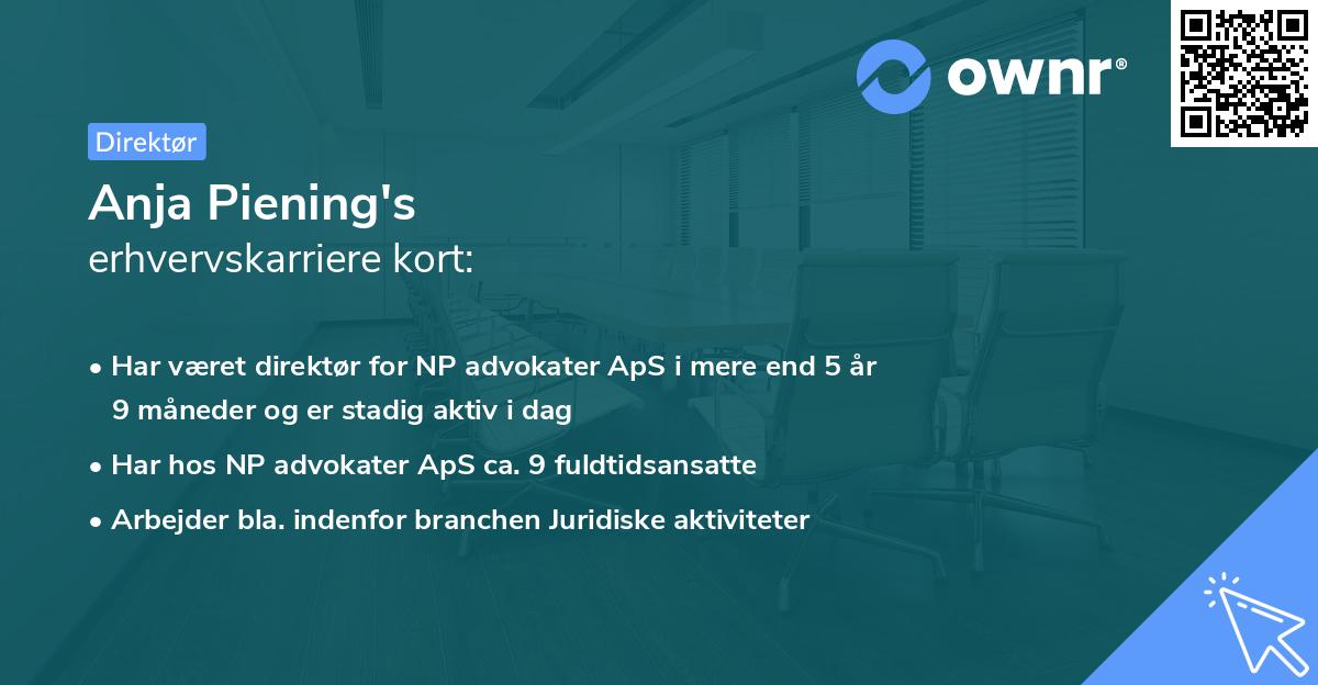 Anja Piening's erhvervskarriere kort