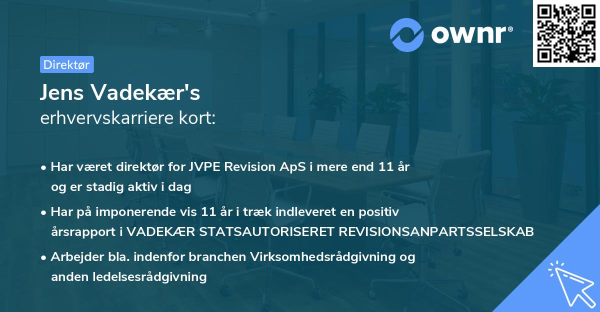 Jens Vadekær's erhvervskarriere kort