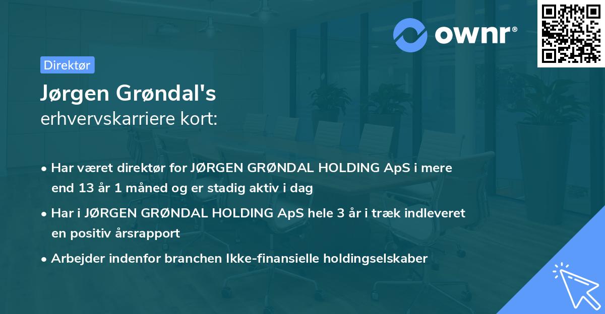 Jørgen Grøndal's erhvervskarriere kort