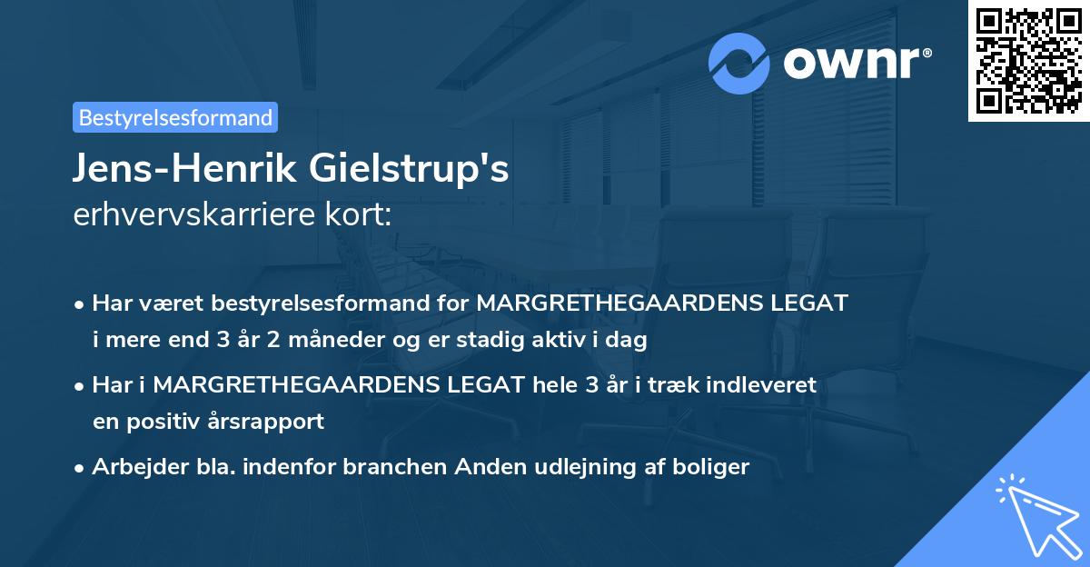 Jens-Henrik Gielstrup's erhvervskarriere kort