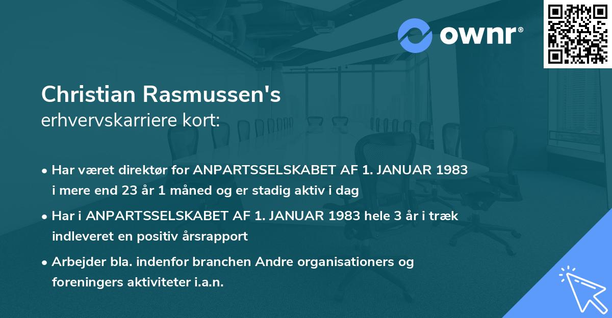 Christian Rasmussen's erhvervskarriere kort