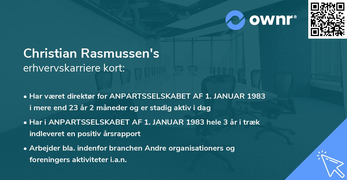 Christian Rasmussen's erhvervskarriere kort