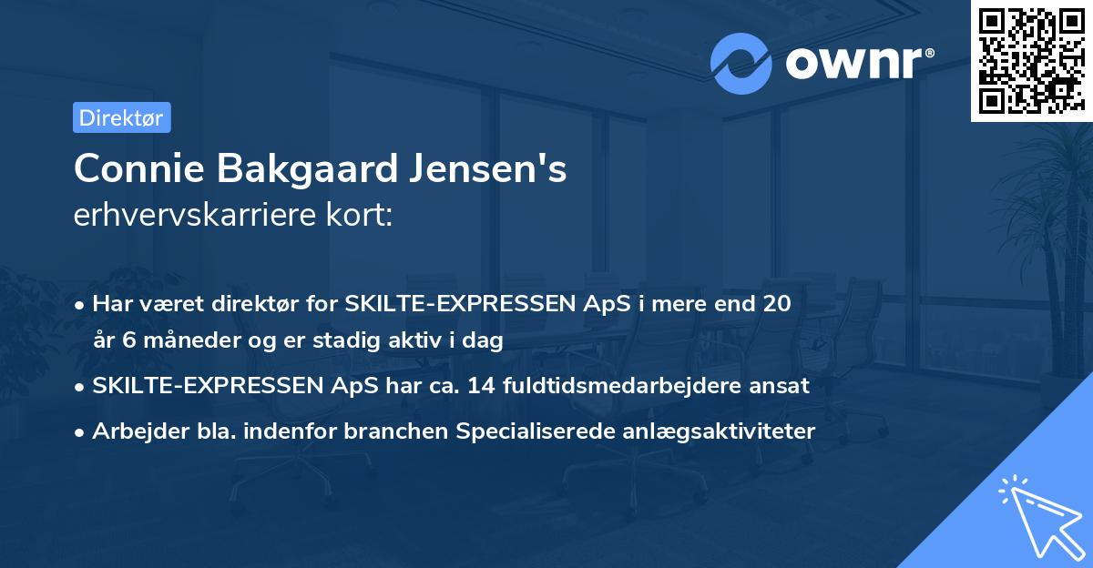 Connie Bakgaard Jensen's erhvervskarriere kort