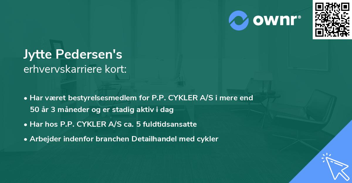 Jytte Pedersen's erhvervskarriere kort