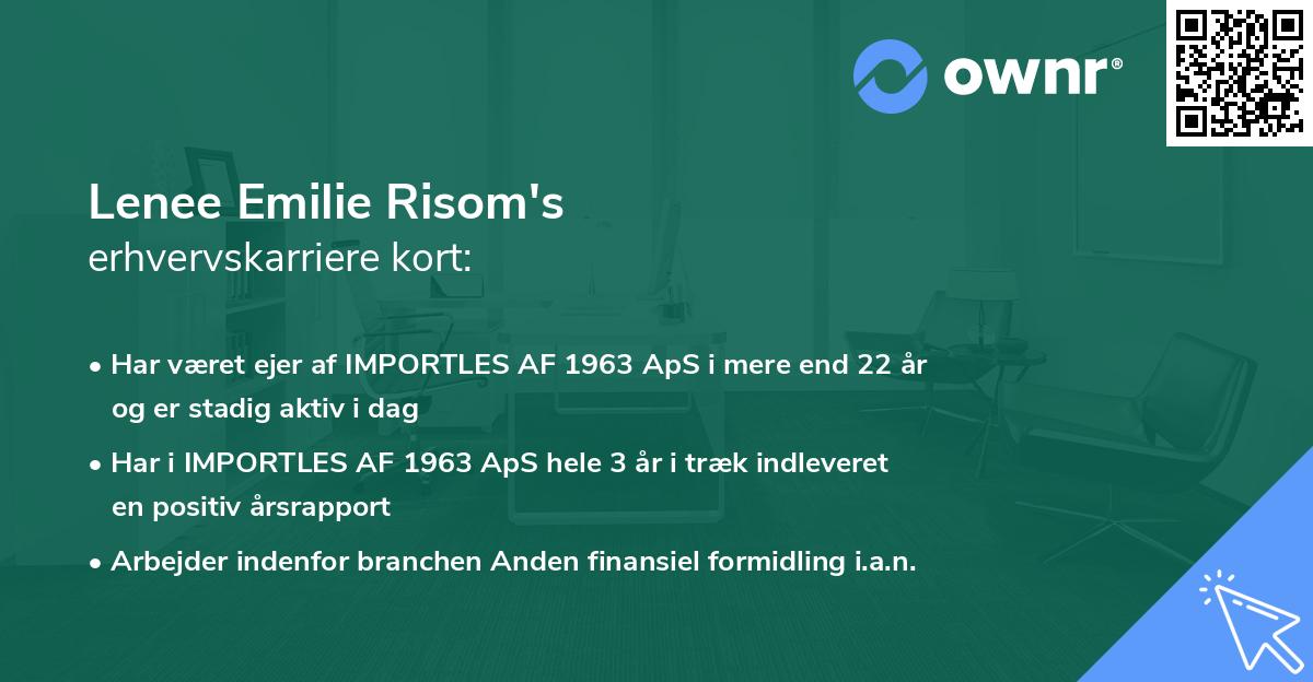 Lenee Emilie Risom's erhvervskarriere kort