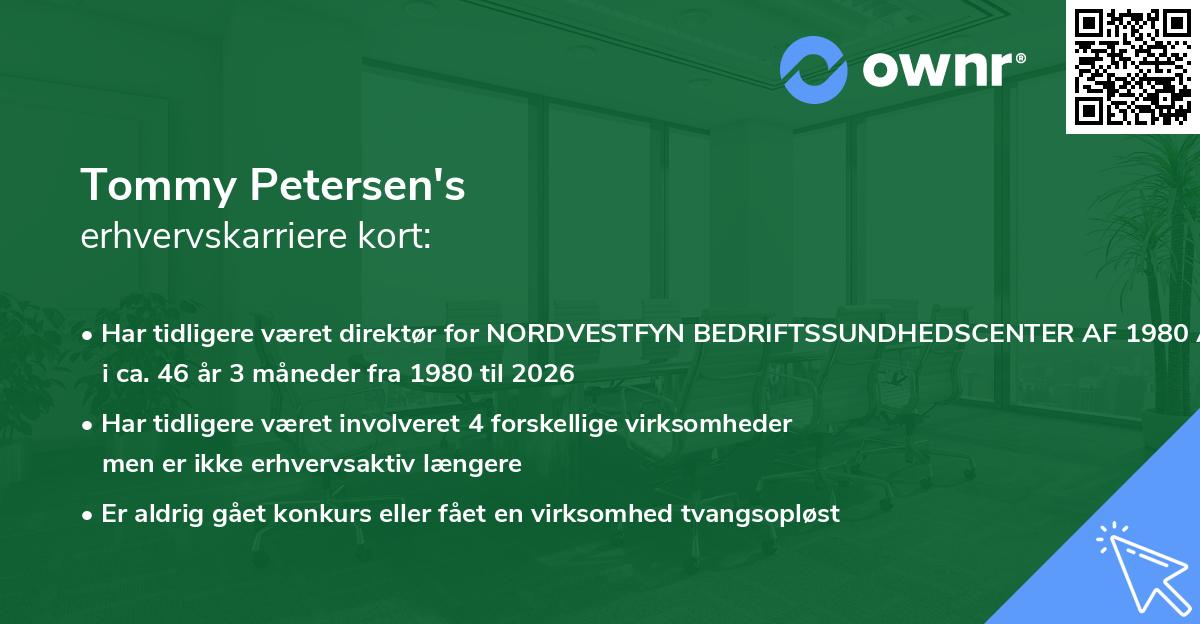 Tommy Petersen's erhvervskarriere kort