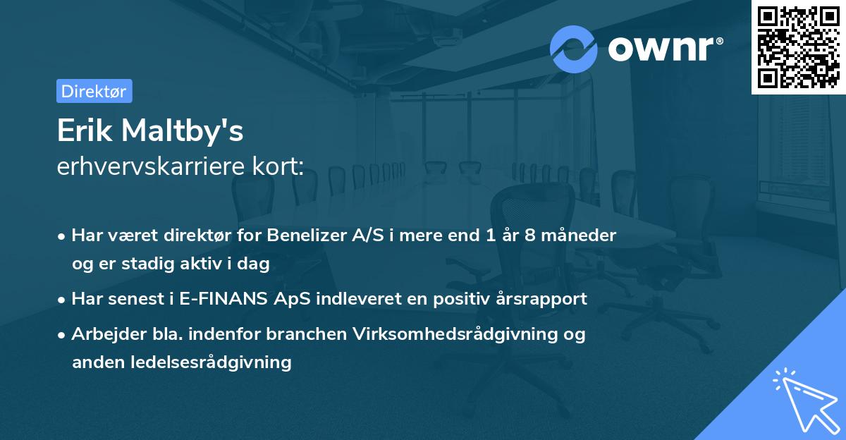 Erik Maltby's erhvervskarriere kort