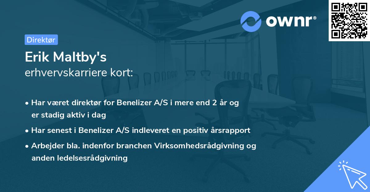 Erik Maltby's erhvervskarriere kort