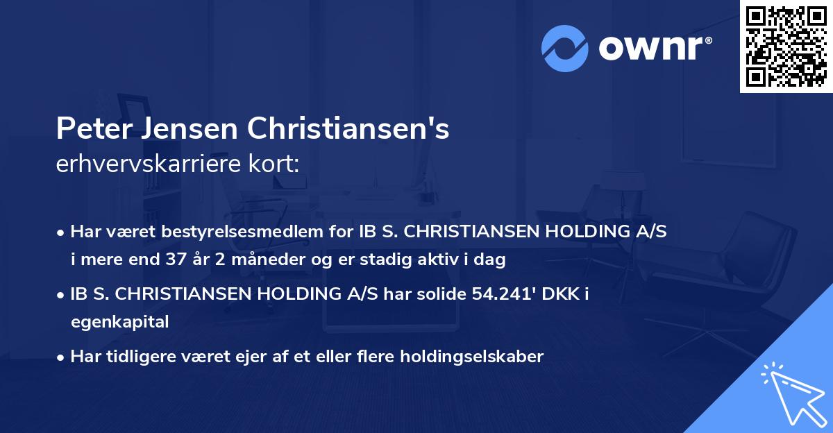 Peter Jensen Christiansen's erhvervskarriere kort