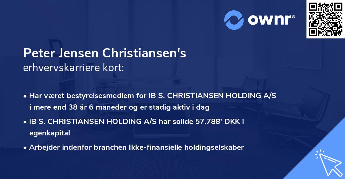 Peter Jensen Christiansen's erhvervskarriere kort