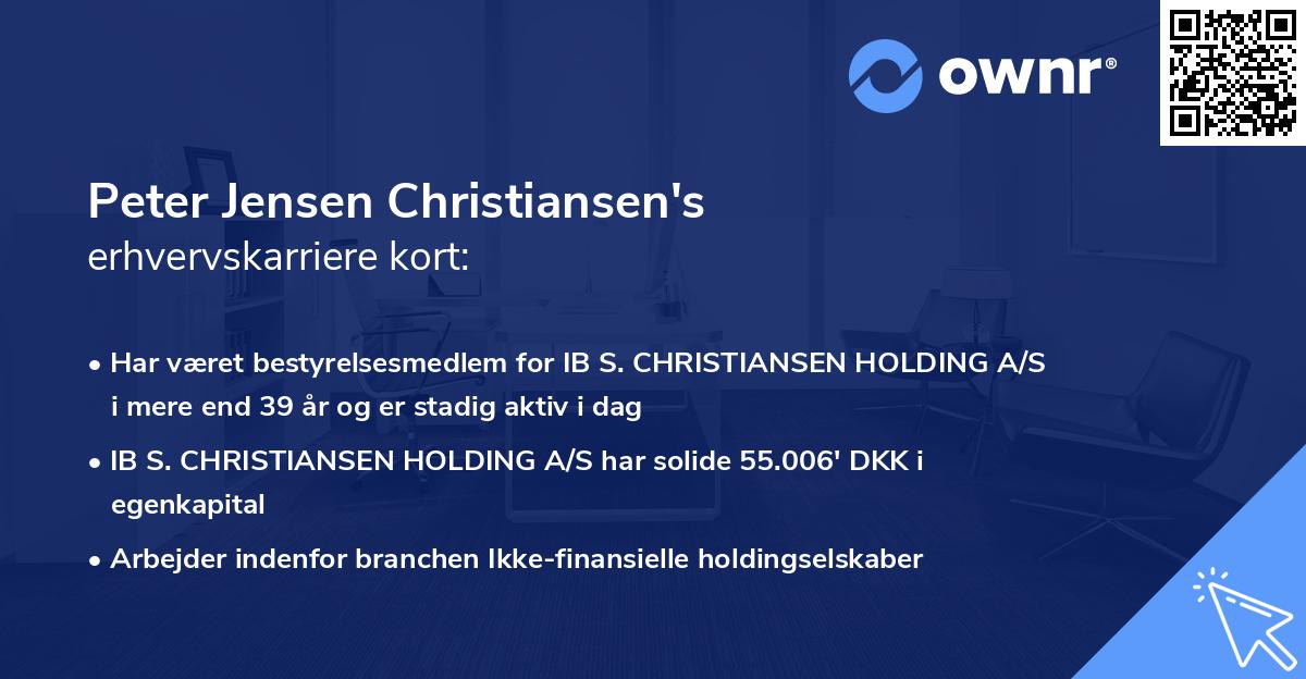 Peter Jensen Christiansen's erhvervskarriere kort