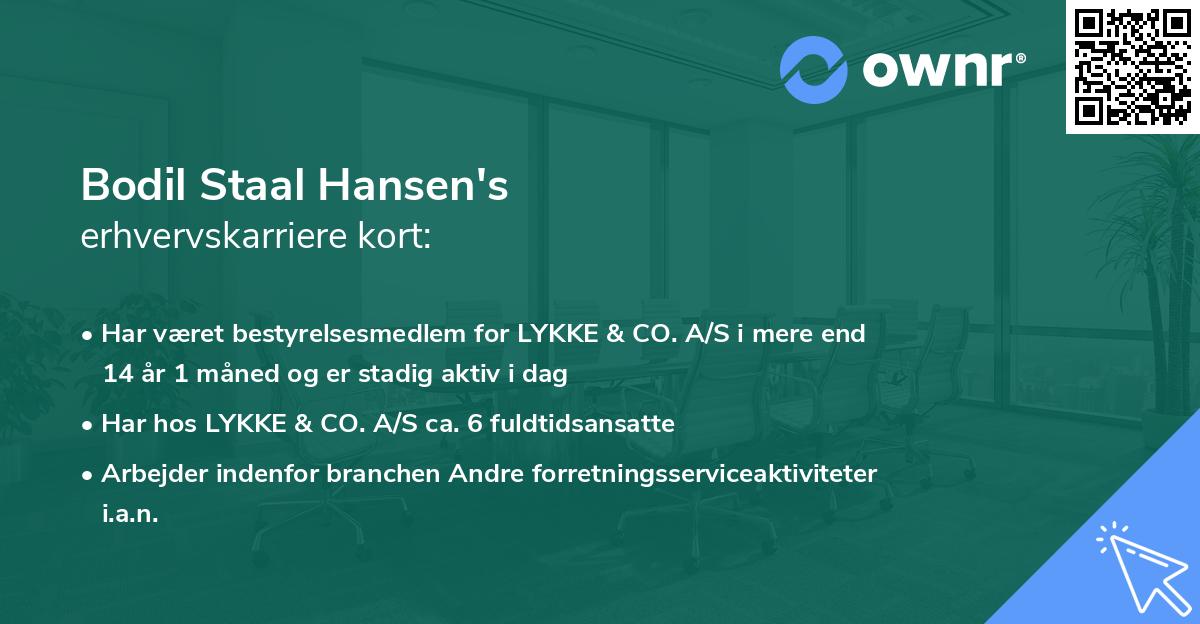 Bodil Staal Hansen's erhvervskarriere kort
